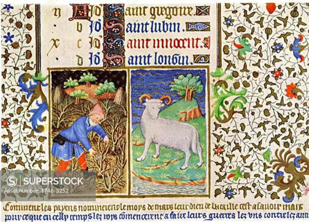 March,  Bedford Hours,  illuminated manuscript,  France,  15th century