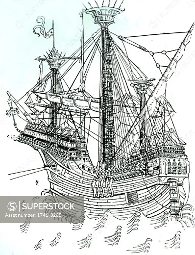 A Carrack of about 1470,  engraving