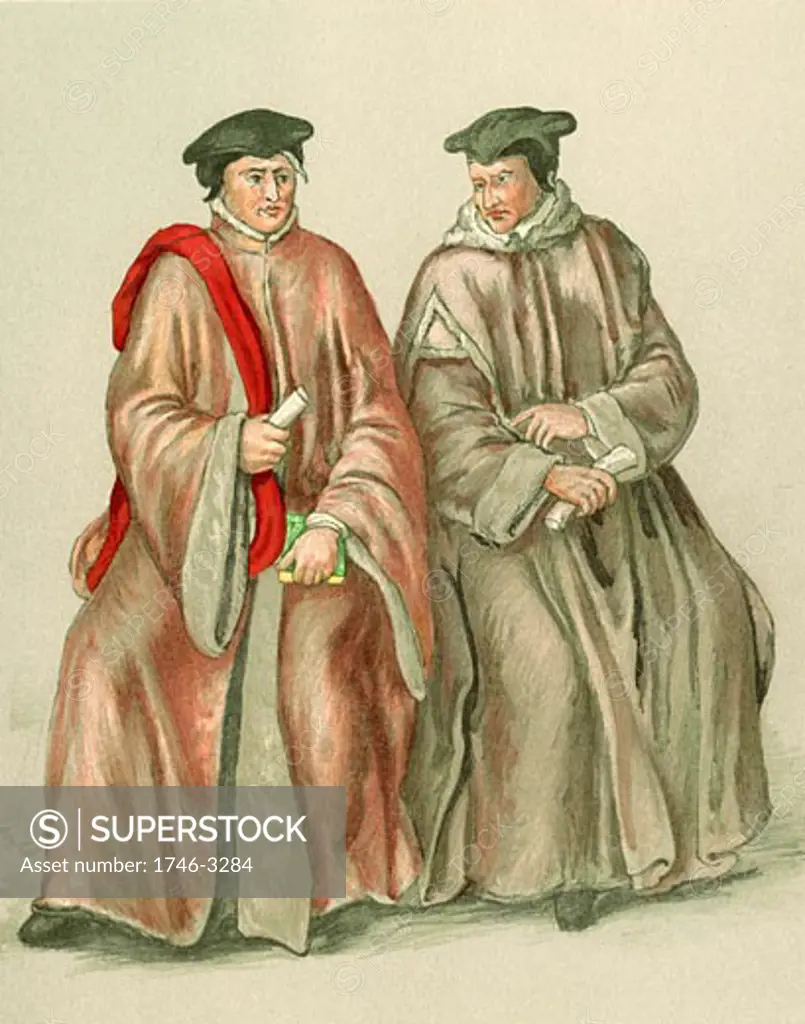 Judges in their robes during the time of Elizabeth I,  16th century