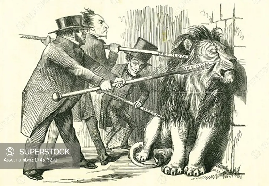 Who Will Rouse Him by John Tenniel,  cartoon,  from 'Punch',  12 March 1859