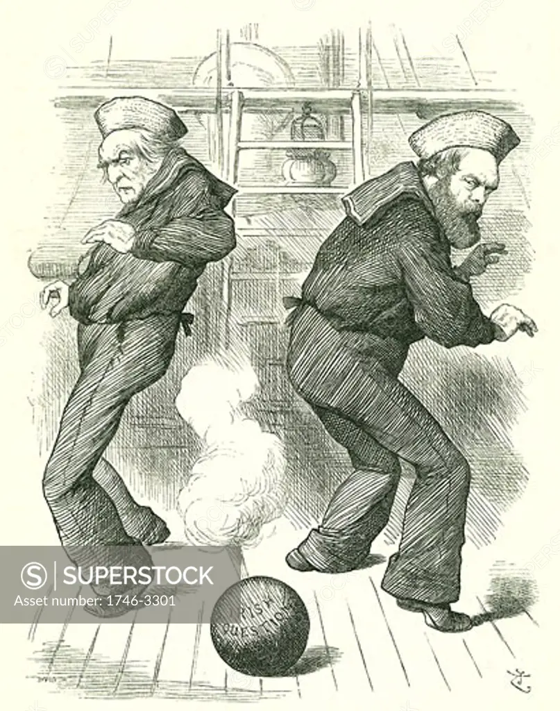 The Live Shell' by John Tenniel,  cartoon,  from 'Punch',  30 January 1886.