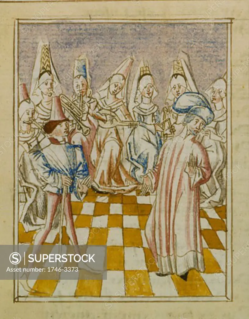 The Orchestra of Women,  from Le livre de Champion des Dames by Martin le Franc,  manuscript,  15th century