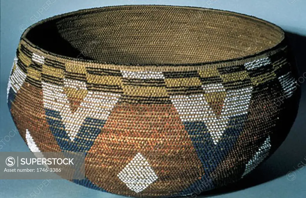 North American Indian artifact,  Wappo ceremonial basket,  USA,  California,  19th century