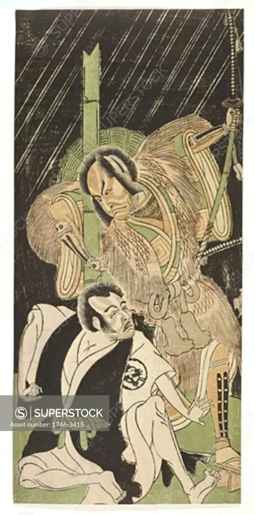 Actors as Samurai by Katsukawa Shunsho,  1726-1792,  colored woodblock print,  18th century