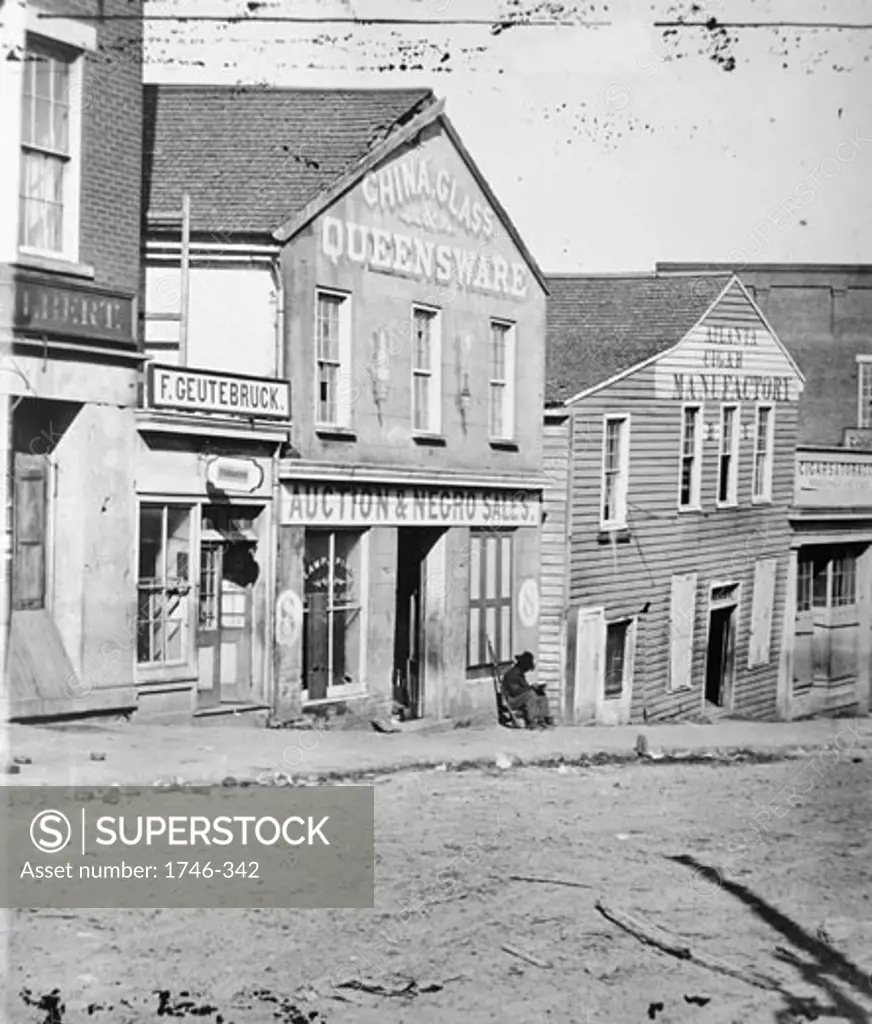 Auction & Negro Sales, Whitehall Street, Atlanta, Georgia, 1864, Photograph by George Barnard, Stereograph