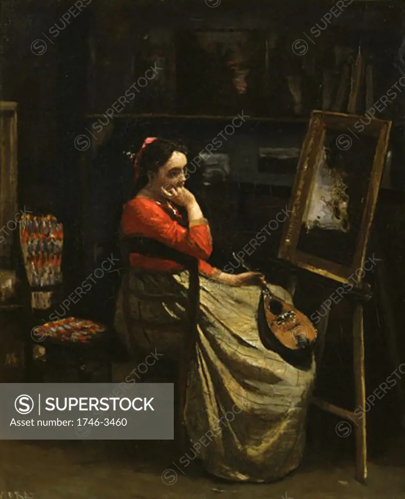 L'Atelier de Corot by Jean Baptiste Camille Corot,  1796-1875 French,  fine art painting