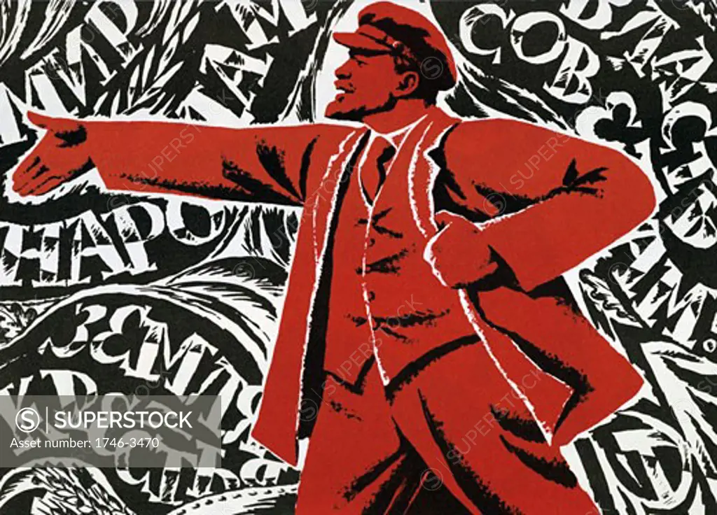 Russian Revolution,  October 1917 with Vladimir Ilyich Lenin,  poster