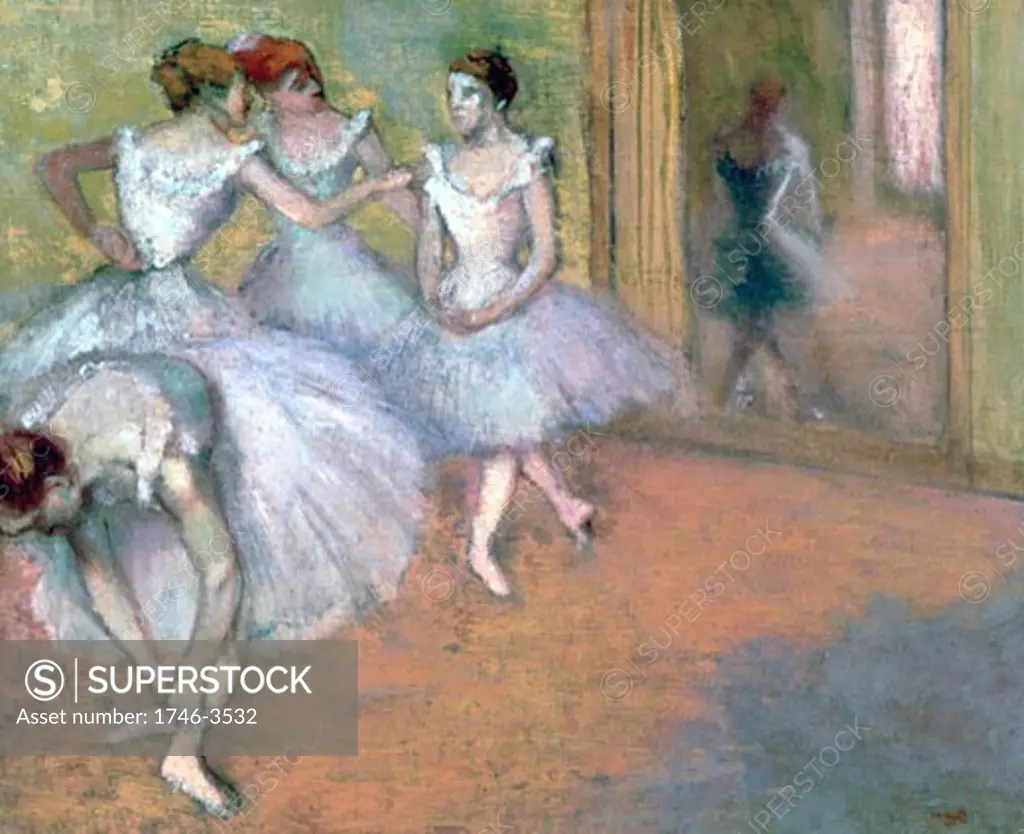 Four Dancers in the Foyer,  by Edgar Degas,  1834-1917,  French,  1874