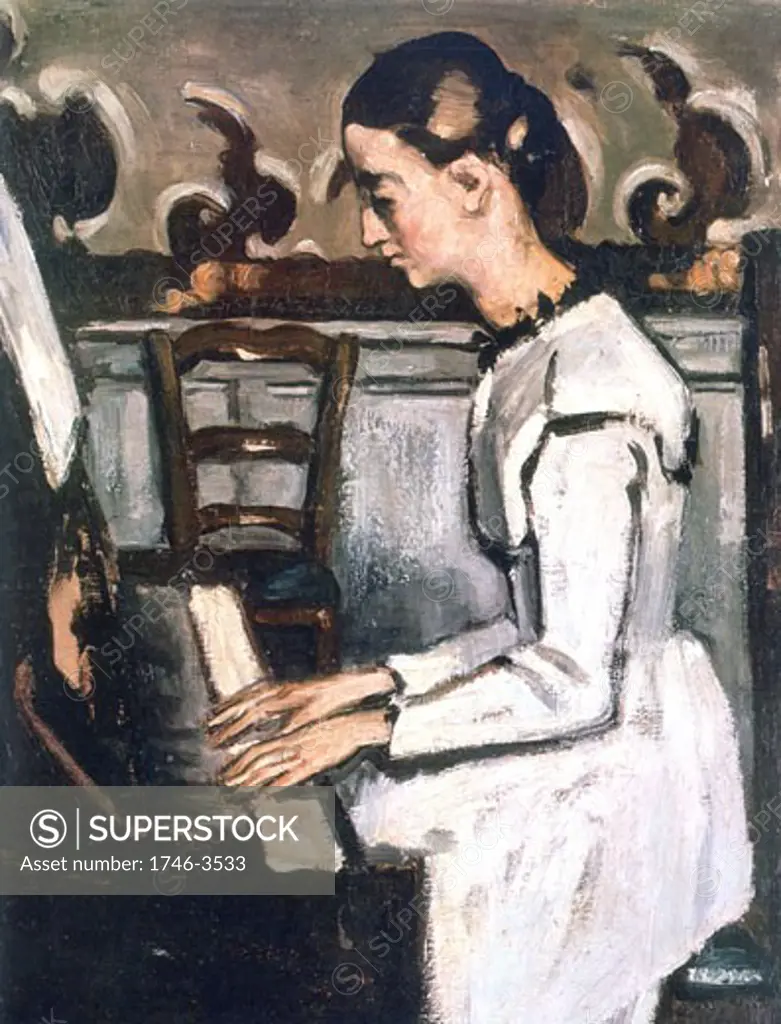 Girl at the Piano,  Overture to 'Tannhauser',  by Paul Cezanne,  1839-1906 French,  19th Century