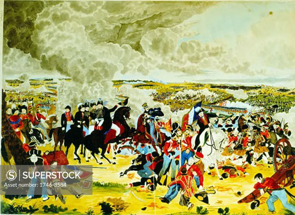 Battle of Waterloo by John Atkinson,  watercolor sketch