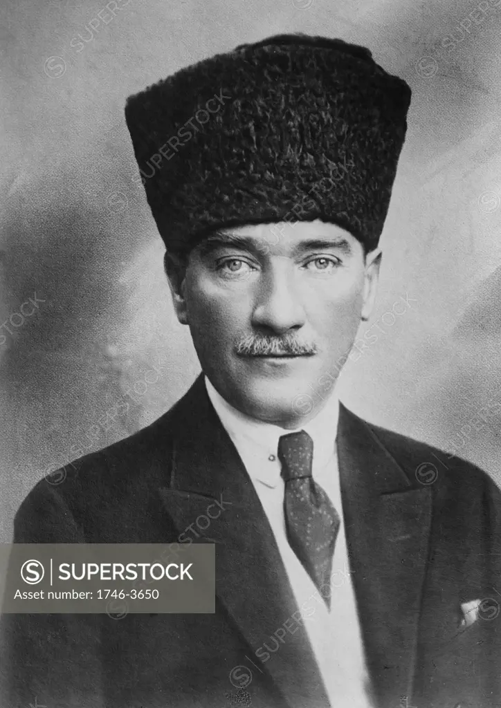 Mustafa Kemal Ataturk (1881-1938) Turkish army officer and revolutionary.  Founder and first President of the Turkish Republic 1923-1938. Served in the Ottoman until his resignation in July 1919.  Statesman