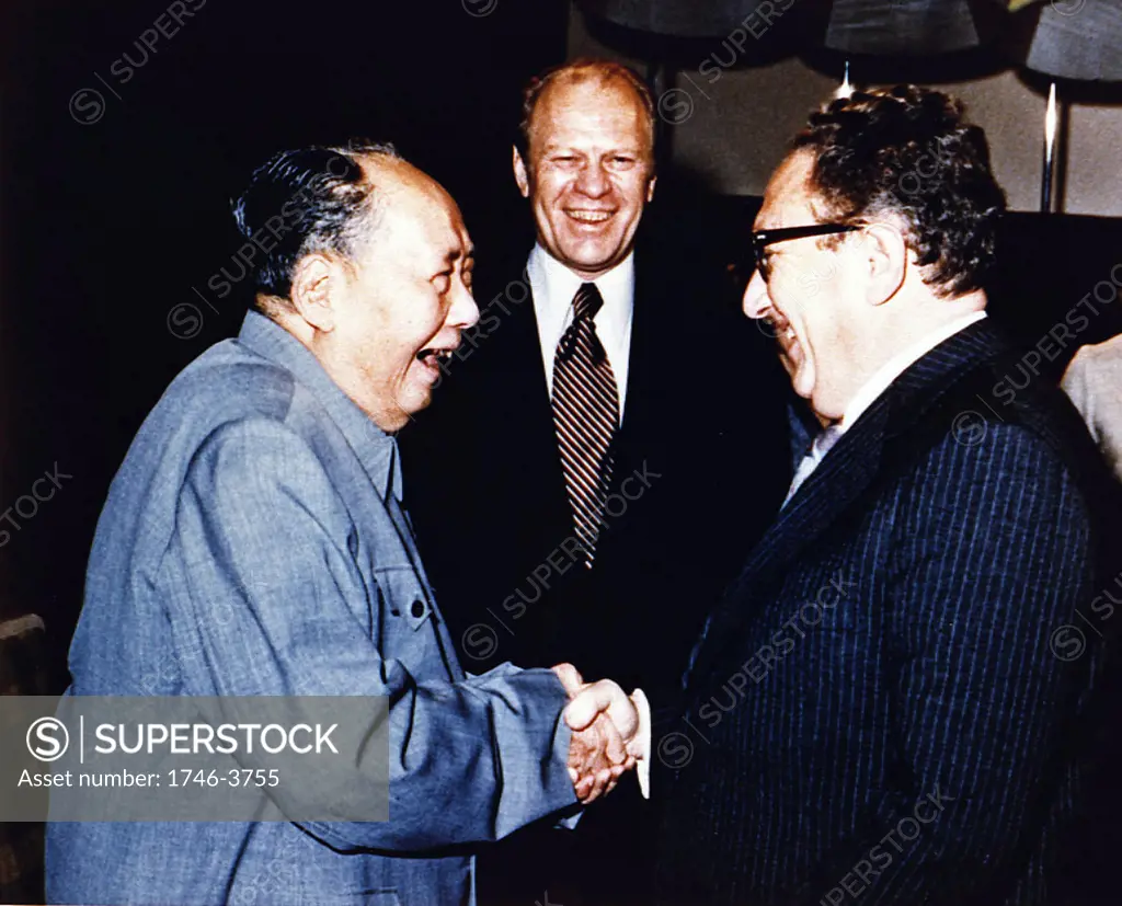 Copy of President Ford  Secretary of State Henry Kissinger  with Mao Tse-Tung; Chairman of Chinese Communist Party, during a visit to the Chairman