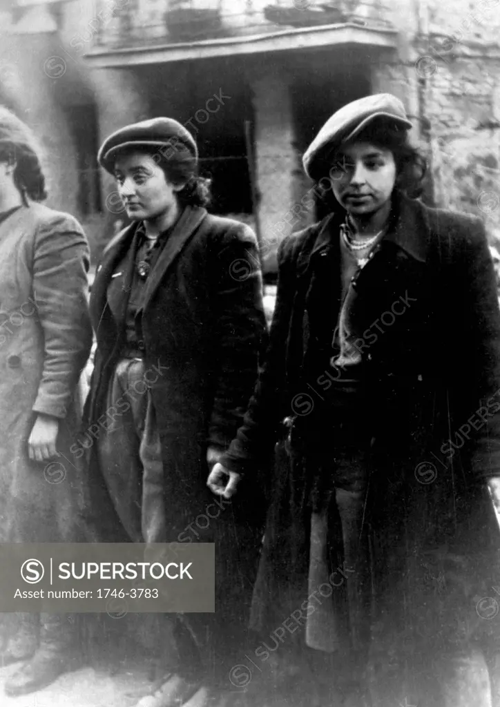 Photo from Jurgen Stroop Report to Heinrich Himmler 1943.Jewish women captured with weapons.