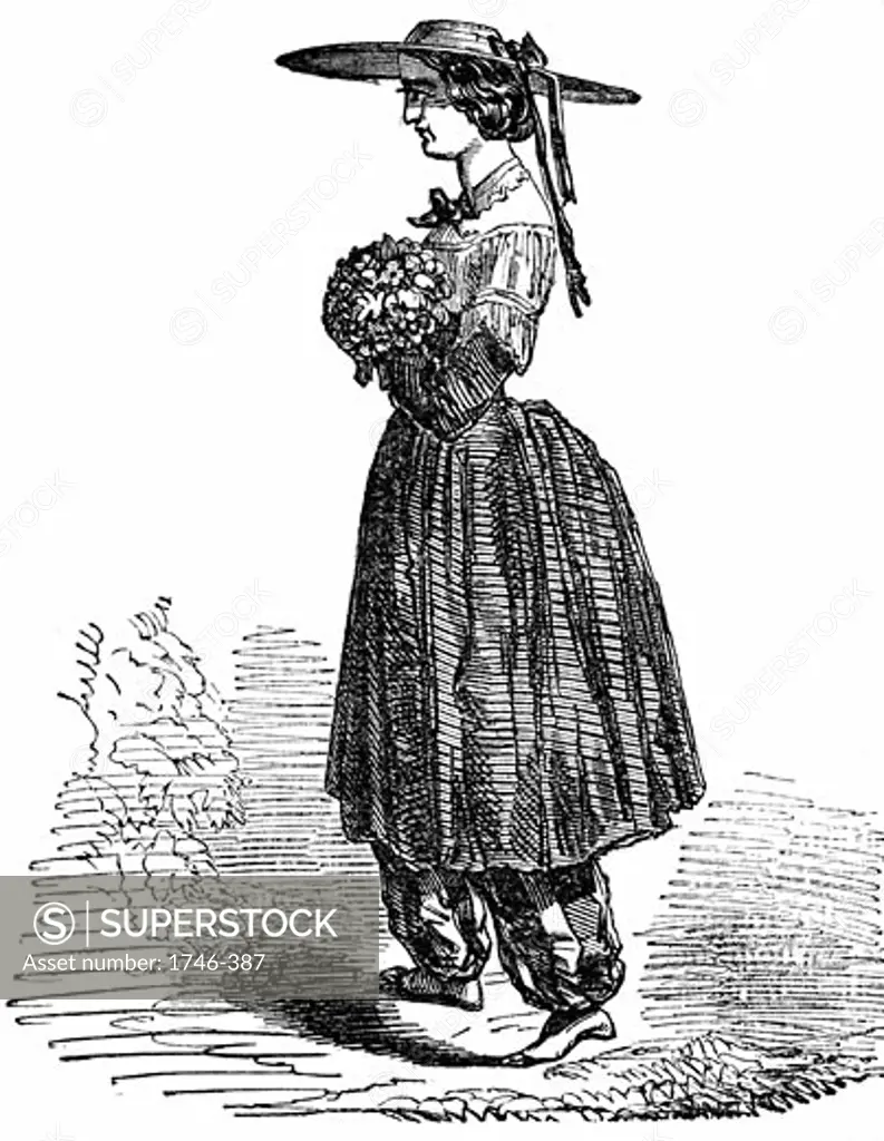 Amelia Bloomer (1818-1894) American feminist and champion of dress reform. Wood engraving, London, 1869