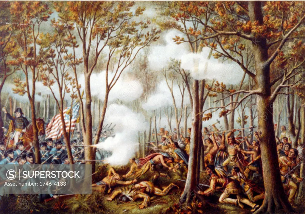 Tecumseh's War 1811-1813: Battle of Tippecanoe, 7 November 1811, fought on Indian Territory between US forces under Governor William Harrison and American Indian Confederation led by Tecumseh , a Shawnee. Print 1889.