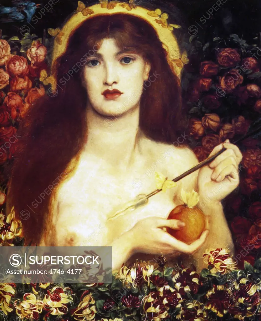 Dante Gabriel Rossetti (1828   1882) English poet and artist. He was a founder of the Pre-Raphaelite Brotherhood. Venus Verticordia 1864-66. Venus Verticordia (Venus the Changer of Hearts), the protector against vice