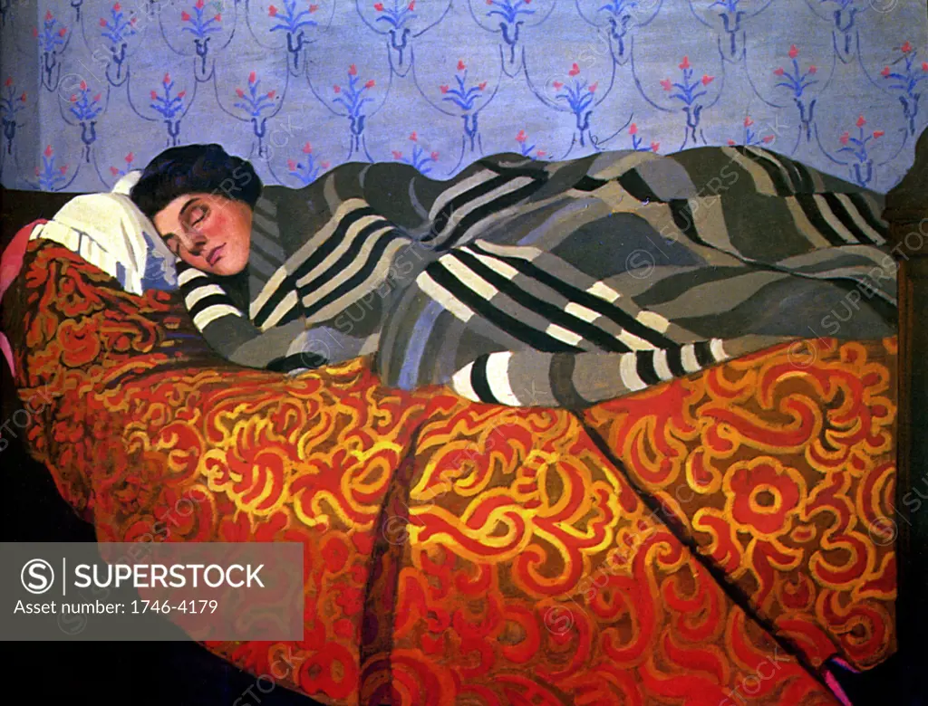 Félix Edouard Vallotton (1865   1925) Swiss painter. Femme couchée dormant 1899, (woman sleeping).