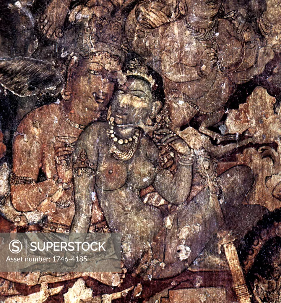 Ajanta Caves India.  Cave painting dating from the second century BCE 3