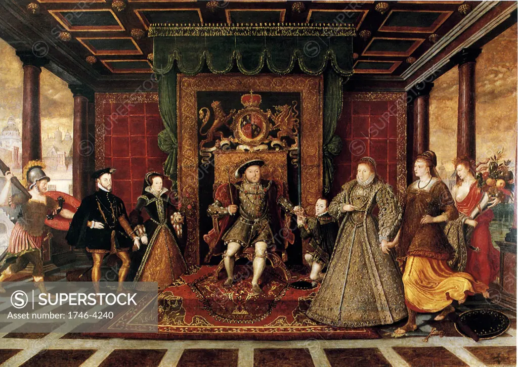 De Here, The Family of Henry VIII, An Allegory of Tudor Succession c1572