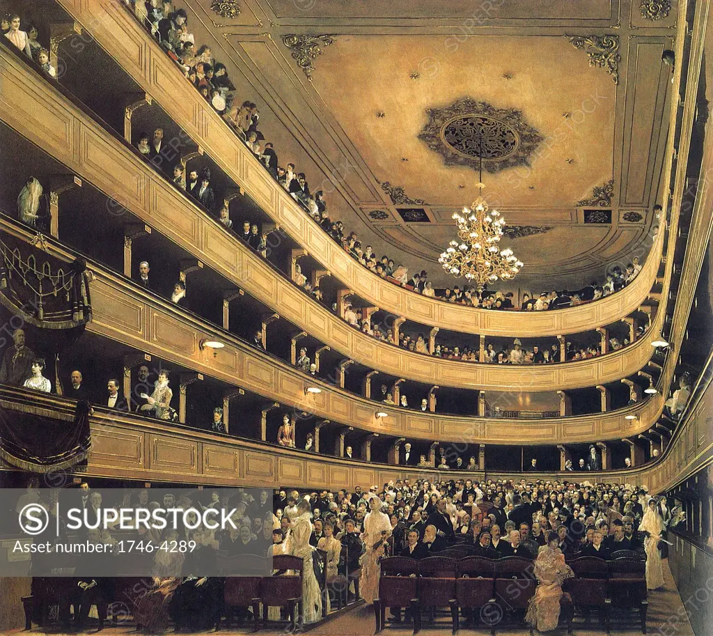 Gustav Klimt.  Auditorium in the Old Burgtheater in Vienna 1888