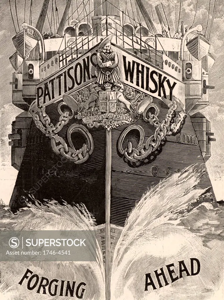 Advertisement for Pattison's Scotch Whisky. From The Graphic, London, 1898. Engraving.