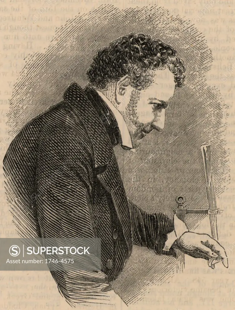 John Frederic Daniell (1790-1845) English chemist, physicist and meteorologist. Among his inventions were the Daniell cell, a wet storage battery, and a hygrometer.  From The Book of Days edited by Robert Chambers (London, 1869).  Engraving.
