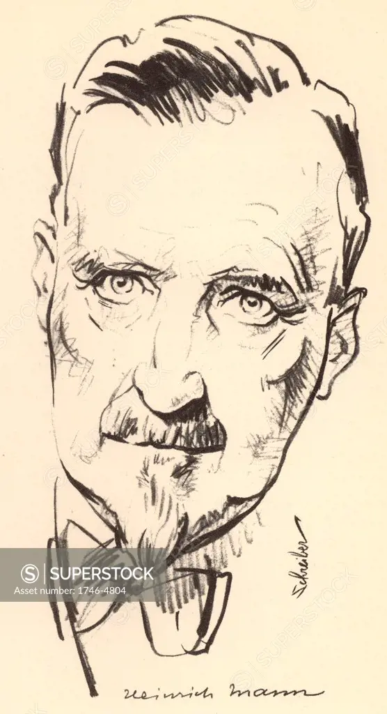 Heinrich Mann (1871-1950) German novelist. Elder brother of the novelist Thomas Mann.  From a sketch dated 1934.