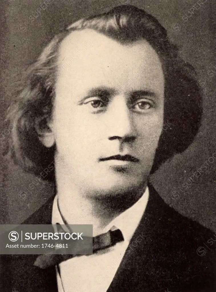 Johannes Brahms  (1833-1897)  German composer, in 1866. Halftone from a photograph.