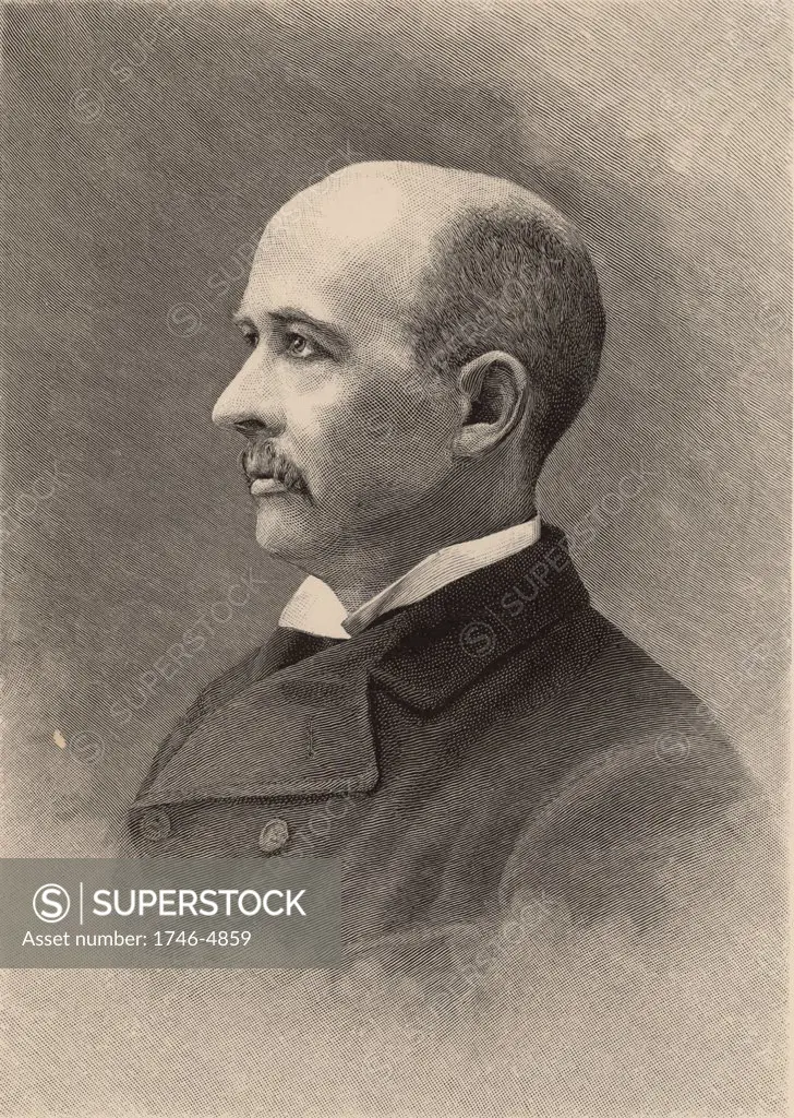 William Graham Sumner (1840-1910), American sociologist, economist, and protagonist of Social Darwinism.  Professor of sociology at Yale University.  From The Popular Science Monthly (New York, June 1889).