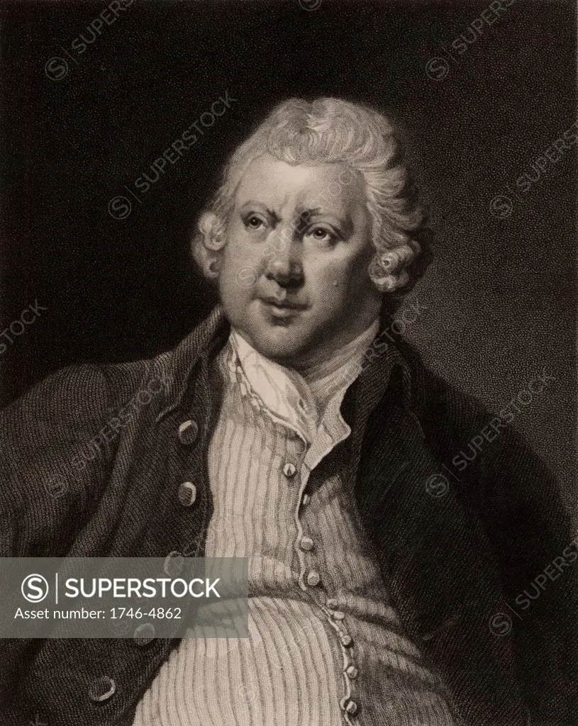 Richard Arkwright (1732-1792), English inventor and industrialis.  Engraving after the portrait by Joseph Wright of Derby.   From The Gallery of Portraits, Vol V, by Charles Knight (London, 1835).