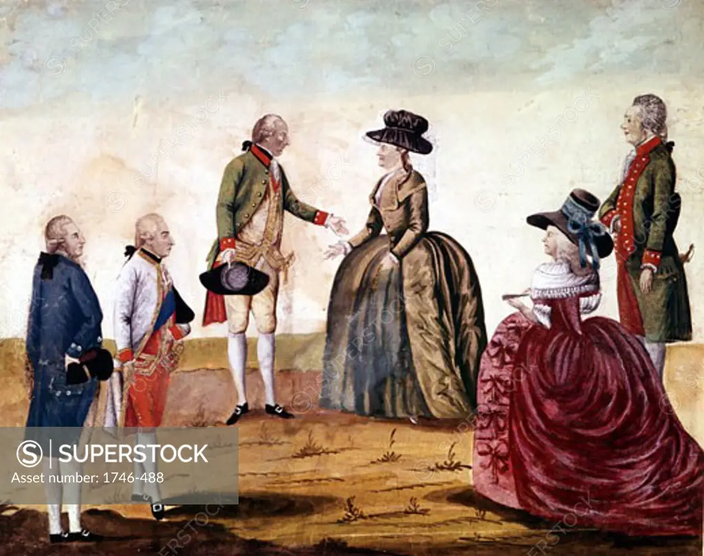 Catherine II, the Great (1729-96) Empress of Russia from 1762 with Joseph II (1741-90) King of Germany 1765, Emperor of Austria from 1780, in 1787. Historischesmuseum, Vienna