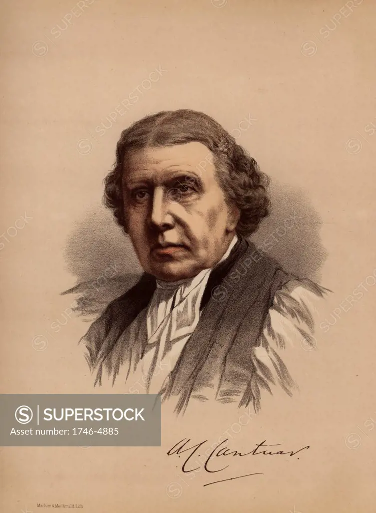 Archibald Campbell Tait (1811-1882), British churchman born in Glasgow to Presbyterian parents. Confirmed in the Scottish Episcopal church in his first year at Oxford.  Bishop of London, 1856: Archbishop of Canterbury from 1868.  From The Modern Portrait Gallery (London, c1880). Tinted lithograph.