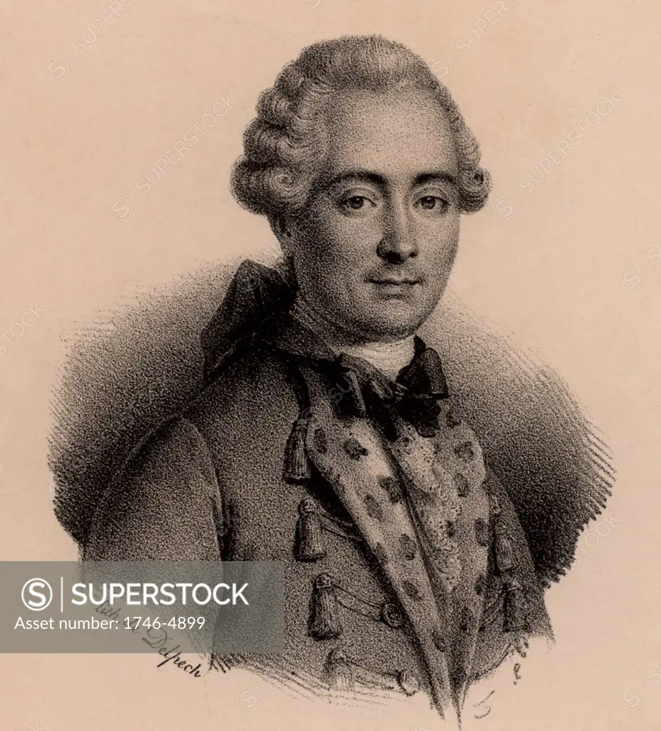Jean Francois de La Harpe (1739-1803) French poet and critic. Supported French Revolution of 1789 for a while, but from 1794 changed allegiance to church and monarchy. Lithograph c1820