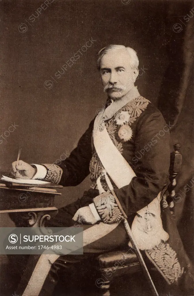 (Henry) Bartle (Edward) Frere (1815-84) British colonial administrator, born at Clydach, Breckonshire, Wales. Governor of Bombay (Mumbai) 1862-1867. Appointed governor of the Cape and High Commissioner in South Africa in 1877, recalled in 1880 because of his treatment of the Zulus. Engraving from  The Illustrated London News (London, 7 June 1884).
