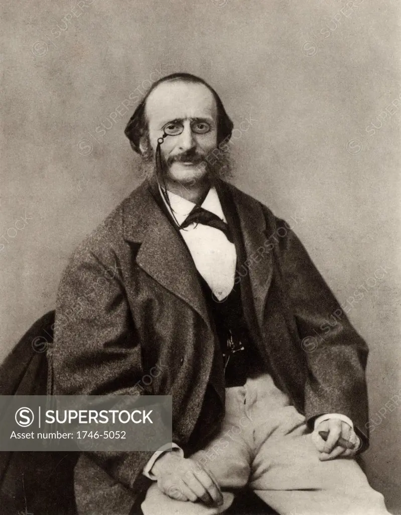 Jacques Offenbach (1819-1880) born Jakob Levy Eberst Offenbach at Cologne. German-born French opera-comique composer and conductor.  From a photograph by Nadar, pseudonym of Gaspard-Felix Tournachon (1820-1910).