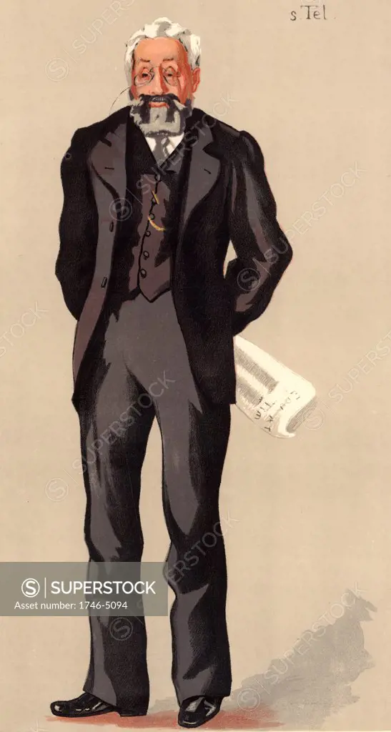 Philip Magnus (b1843) English educationalist, writer and editor. A minister at the West London Synagogue (1866-1880). In 1880 he was appointed secretary of the City and Guilds of London Institute for the Advancement of Technical Education. The leading British authority on technical education .Cartoon from Vanity Fair (London,  3 January 1891). Chromolithograph.