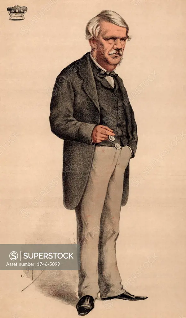 John Laird Mair Lawrence, lst Baron Lawrence (1811-1879) British statesman and administrator.  Served in the Indian civil service.  Viceroy of India (1864-1859). Chairman of the London School Board (1870-1873).  Cartoon by 'Ape' (Carlo Pellegrini - 1838-1889) from Vanity Fair (London, 18 December 1875).  Chromolithograph.