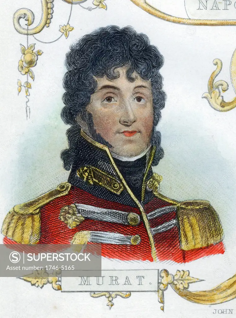 Joachim Murat (1767-1815) French soldier, King of Naples from 1808. Hand-coloured engraving
