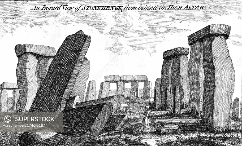 Stonehenge. Megalithic monument on Salisbury Plain, England, dating from c2000 BC. Copperplate engraving 1760