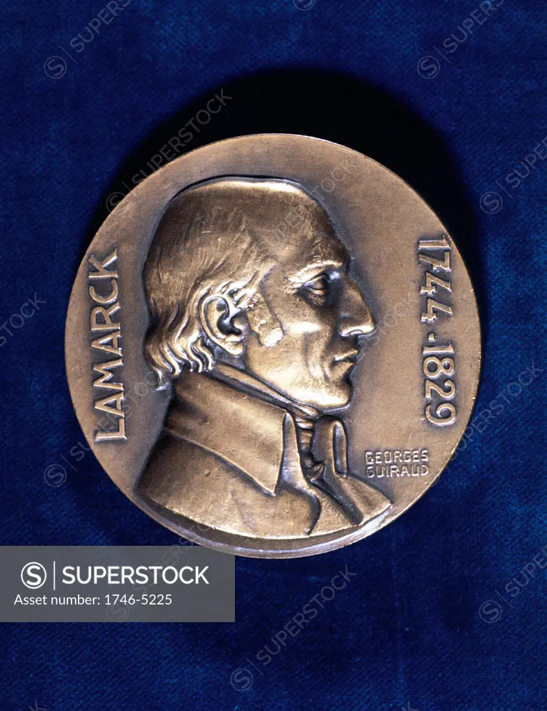 Jean Lamarck (1744-1829) French naturalist. 'Transformism' theory of evolution (inheritance of acquired characteristics). Obverse of commemorative medal.