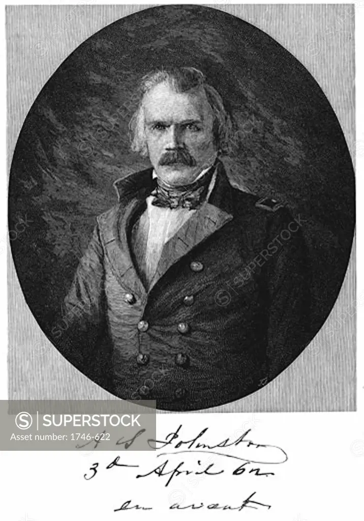 Albert Sidney Johnston (1803-1862) Confederate general during the American Civil War 1861-1865 Engraving