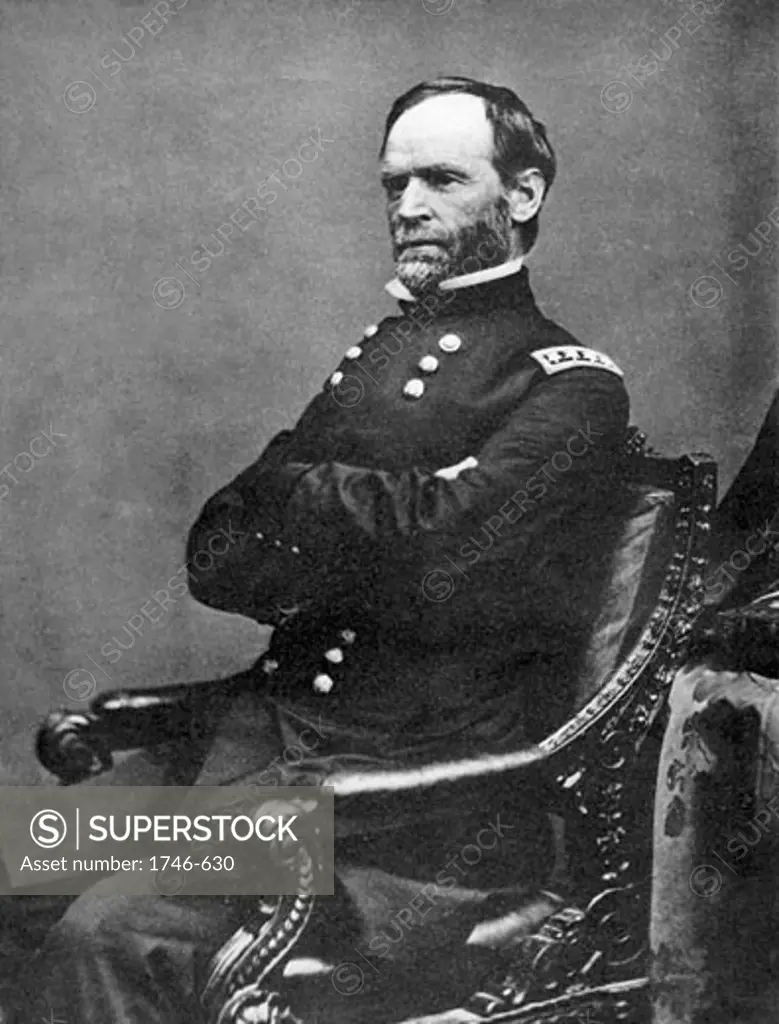William Tecumseh Sherman (1820-1891), Union Army General during the American Civil War (1861-1865), After photograph by Matthew Brady taken in 1869