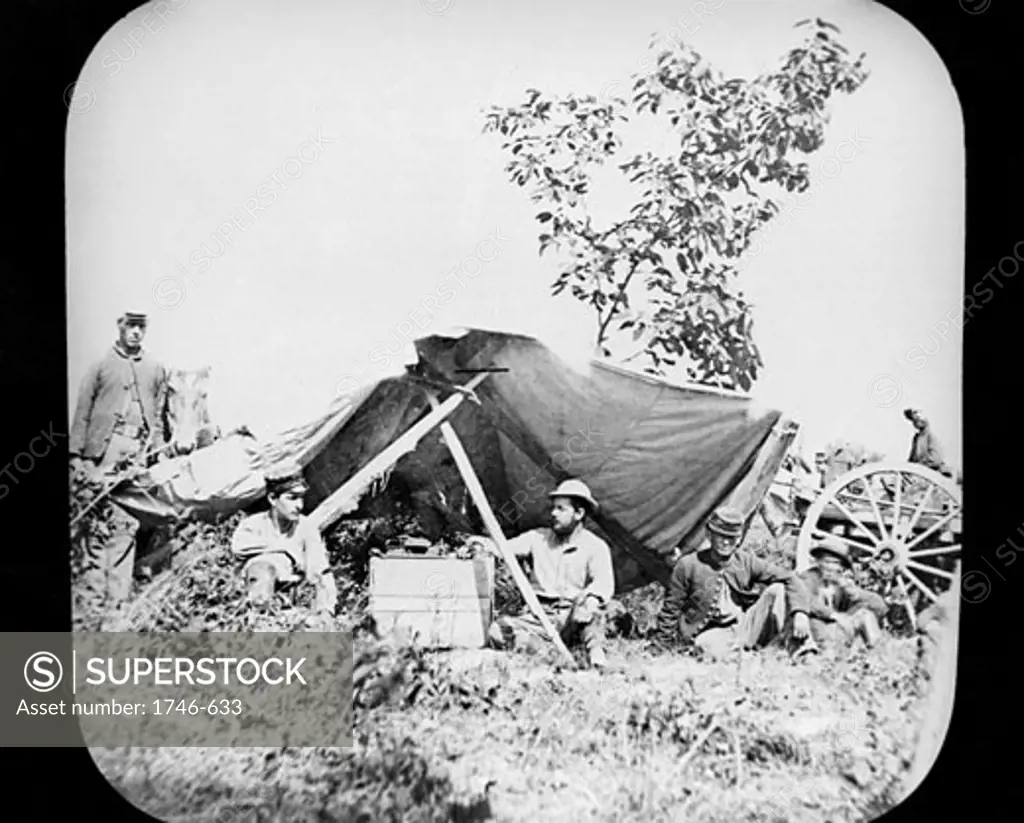 One of General Grant's Union Field Telegraph stations during the American Civil War (1861-1865), Photograph