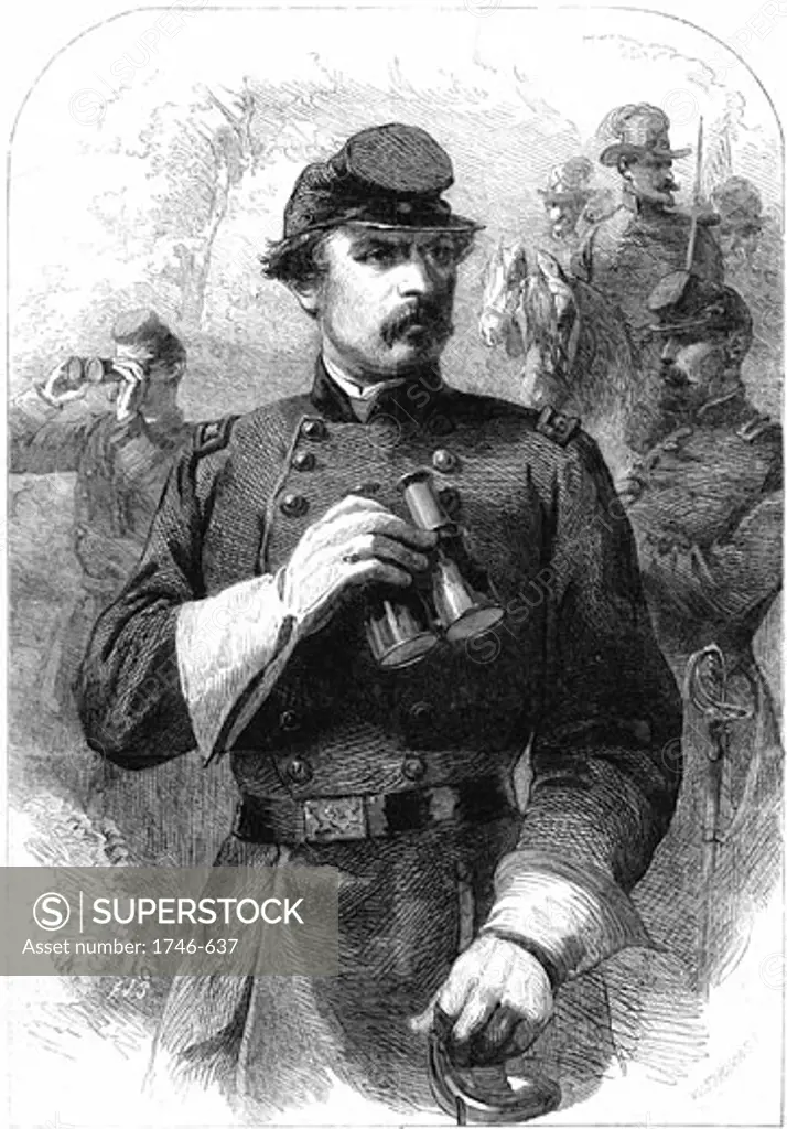 George Brinton McClellan (1826-1885) Union army officer in 1861 American Civil War 1861-1865 Wood engraving