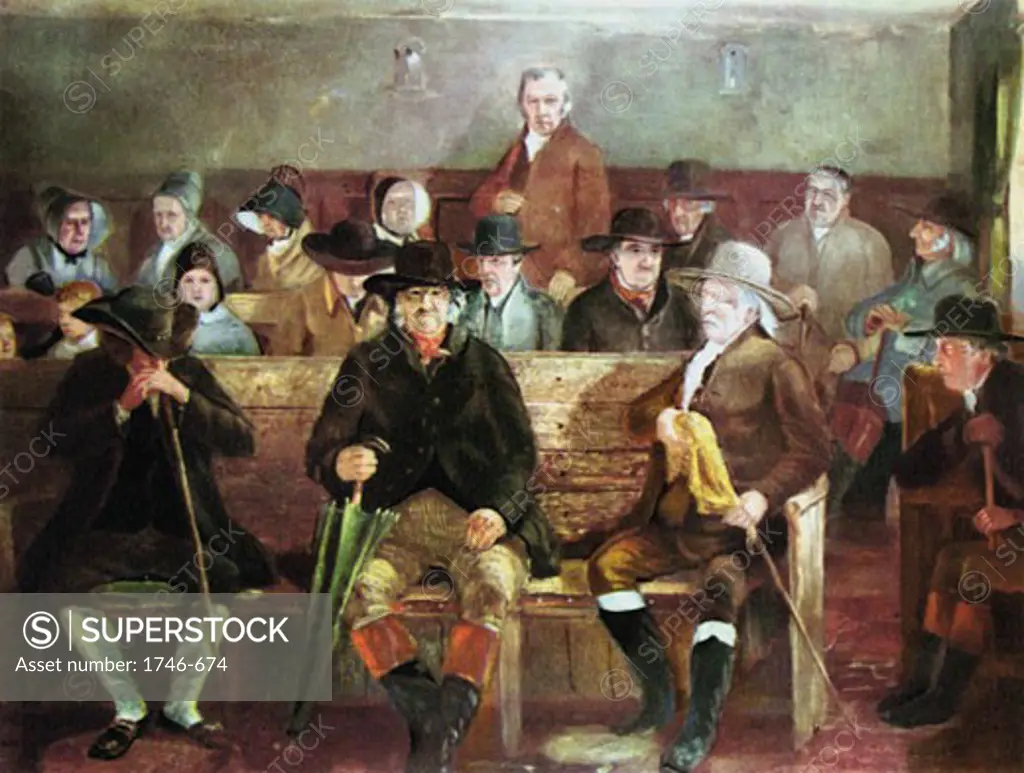 Quaker meeting. After painting of 1839