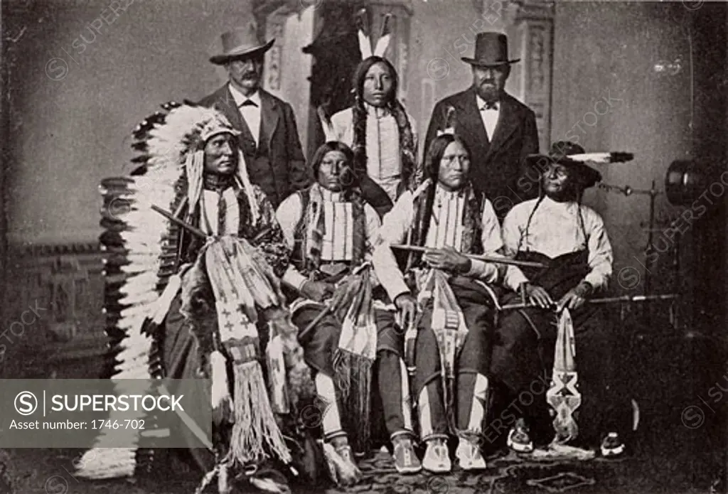 Sioux Chiefs after a meeting at the White House, Washington, USA, c. 1877, Halftone Photograph
