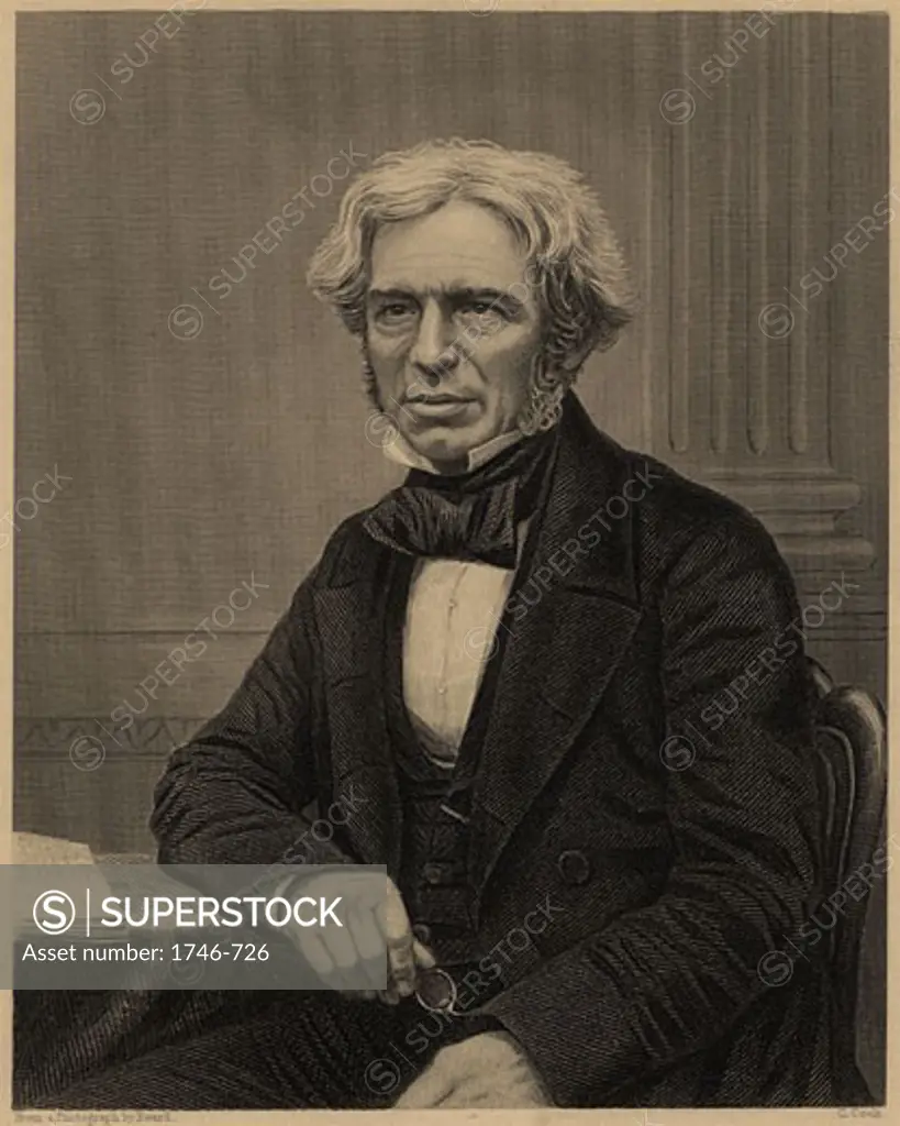 Michael Faraday (1791-1867) English chemist and physicist, From James Sheridan Muspratt's Chemistry (London, c1860)