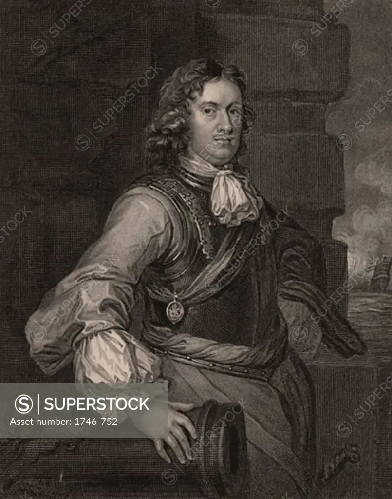 Edward Montagu, lst Earl of Sandwich, (1625-72) English naval commander, After portrait by Peter Lely, Engraving