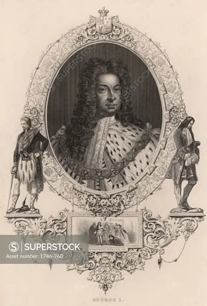 George I (1660-1727), King of Great Britain and Ireland Elector of Hanover from 1698, Engraving