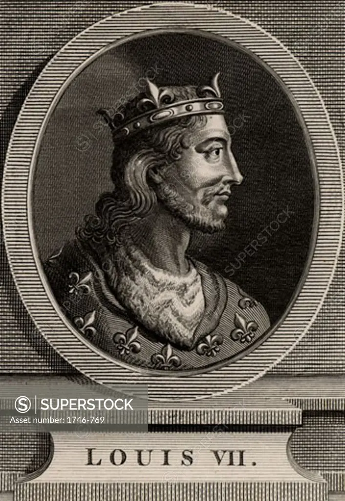 Louis VII (1120-1180), King of France, 1793, Copperplate engraving
